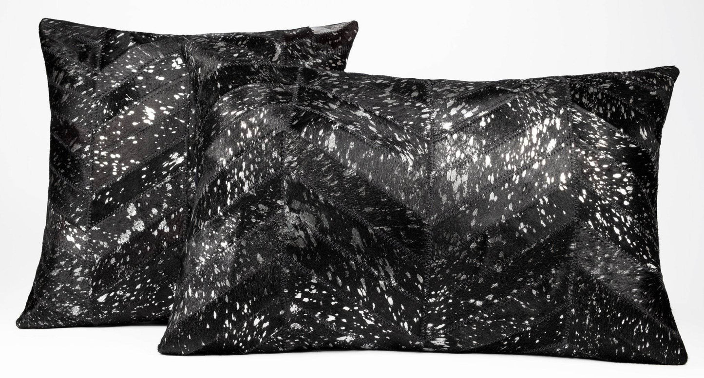 Canvello Genuine Cowhide Leather Decorative Throw Pillows - Handmade Patchwork Boho Accent Pillows For Sofa, Couch, Bed, Chair - Western Southwestern Farmhouse Pillow Covers With Feather Down Insert Included - Loft&Timber