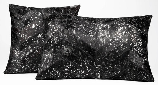 Canvello Genuine Cowhide Leather Decorative Throw Pillows - Handmade Patchwork Boho Accent Pillows For Sofa, Couch, Bed, Chair - Western Southwestern Farmhouse Pillow Covers With Feather Down Insert Included - Loft&Timber