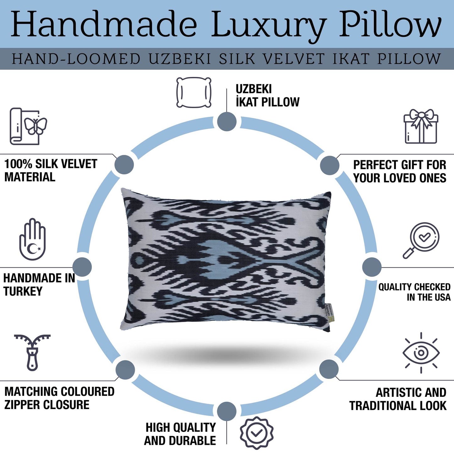 Canvello Handmade Silk Decorative Throw Pillow with Down Filled Insert - Loft&Timber