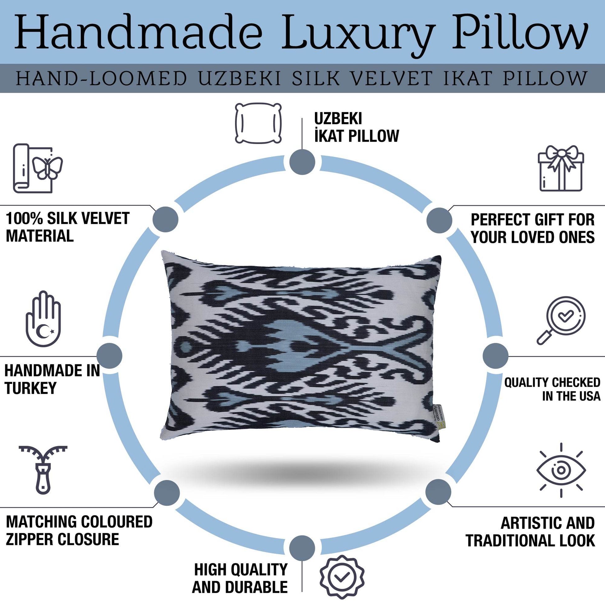 Canvello Handmade Silk Decorative Throw Pillow with Down Filled Insert - Loft&Timber