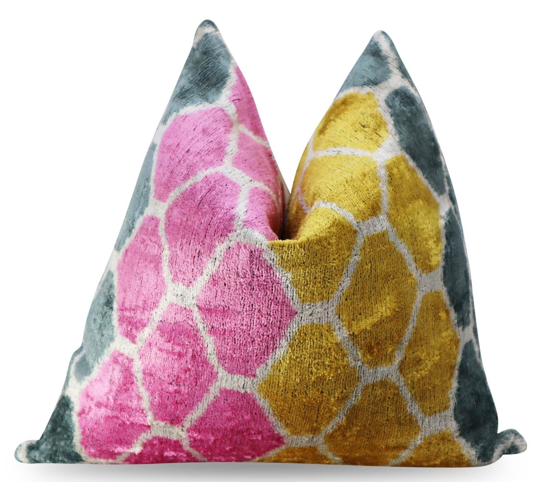 Canvello Pink Gold Gray Pillows With Luxury Decorative Cover - 16x16 in - Loft&Timber