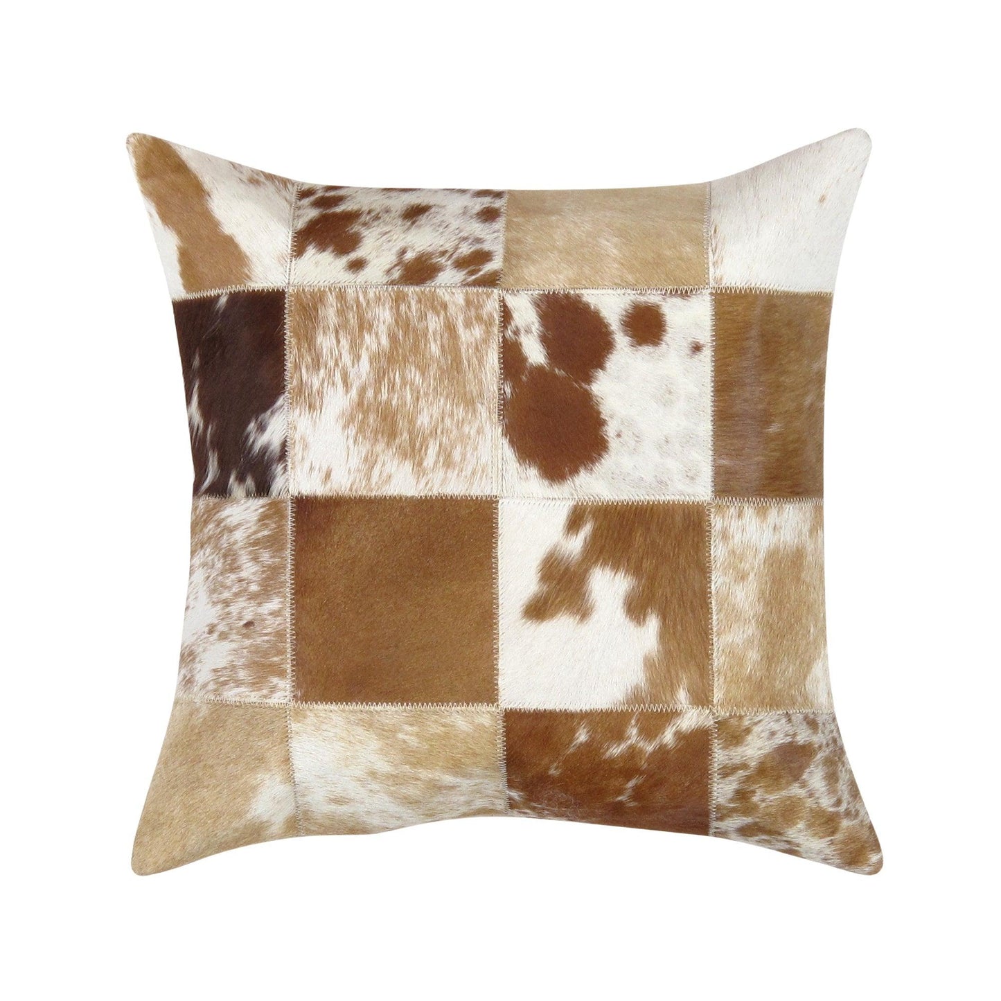 Canvello Safari Checkered Brown Cowhide 17" Decorative Throw Pillow - Loft&Timber