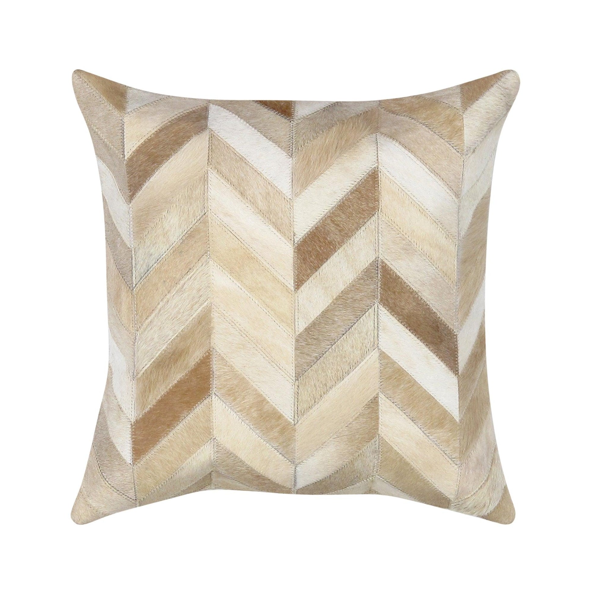 Canvello Safari Chevron L. Brown Cowhide 17" Decorative Throw Pillow - Loft&Timber