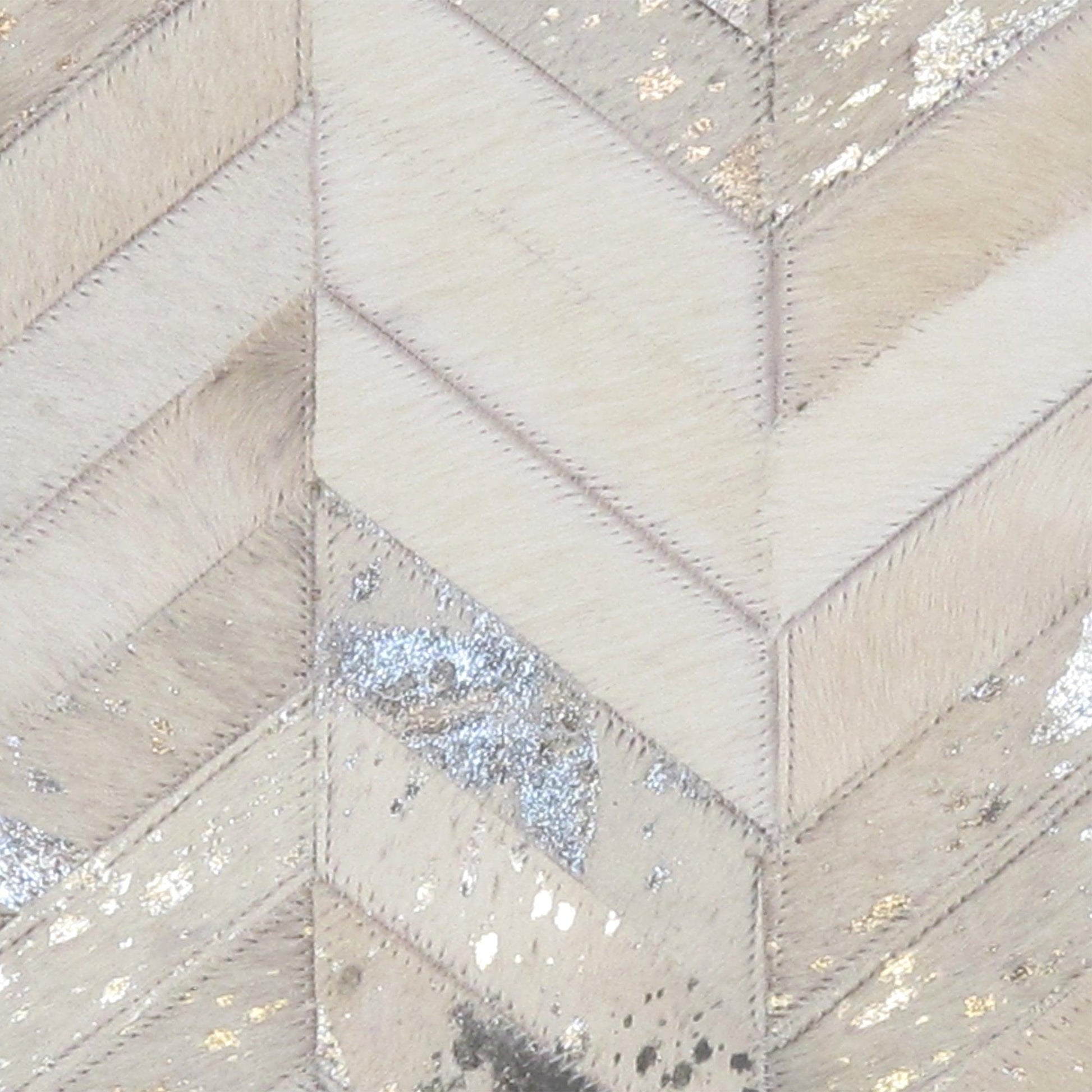 Canvello Safari Chevron Silver Cowhide 17" Decorative Throw Pillow - Loft&Timber