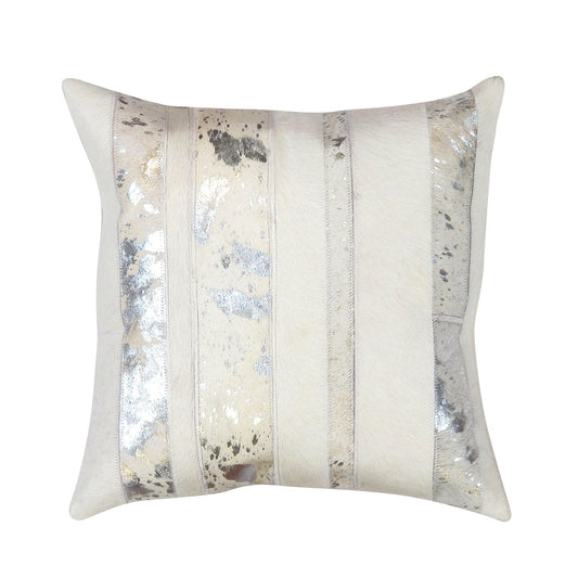 Canvello Safari Striped Silver Cowhide 17" Decorative Throw Pillow - Loft&Timber