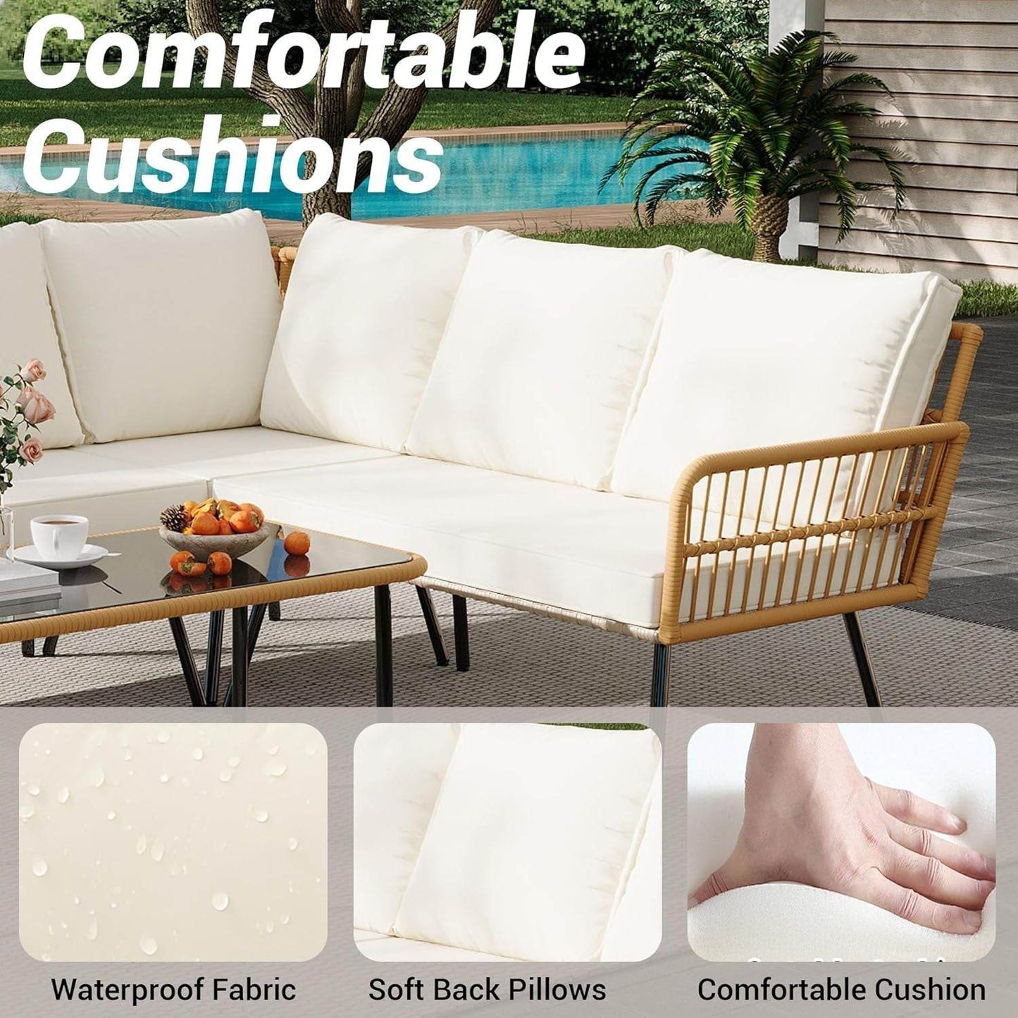 Wicker Patio Furniture Set with Cushions for Outdoor - Loft&Timber