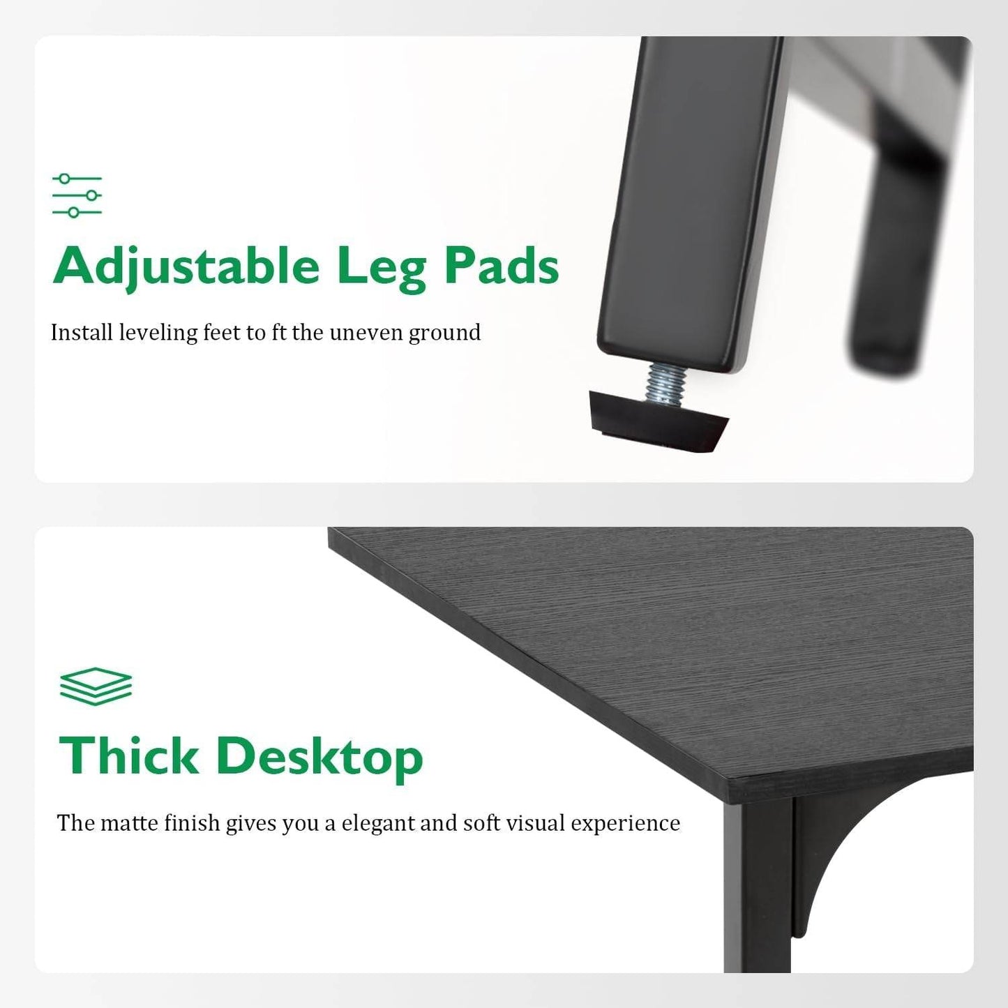 Black 32 Inch Desk & Chair Set, Adjustable - Loft&Timber