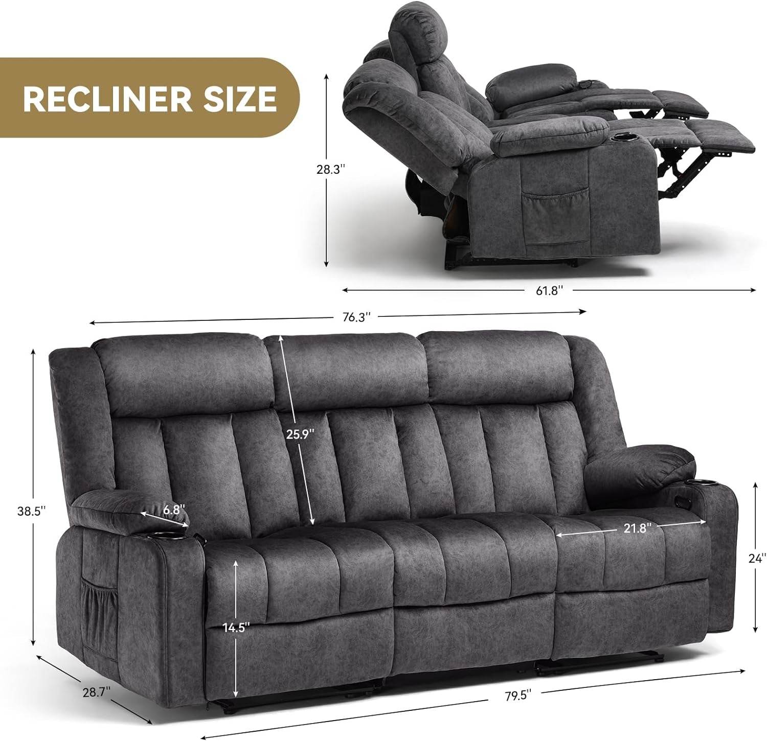 Manual Recliner Chair Set - Loft&Timber