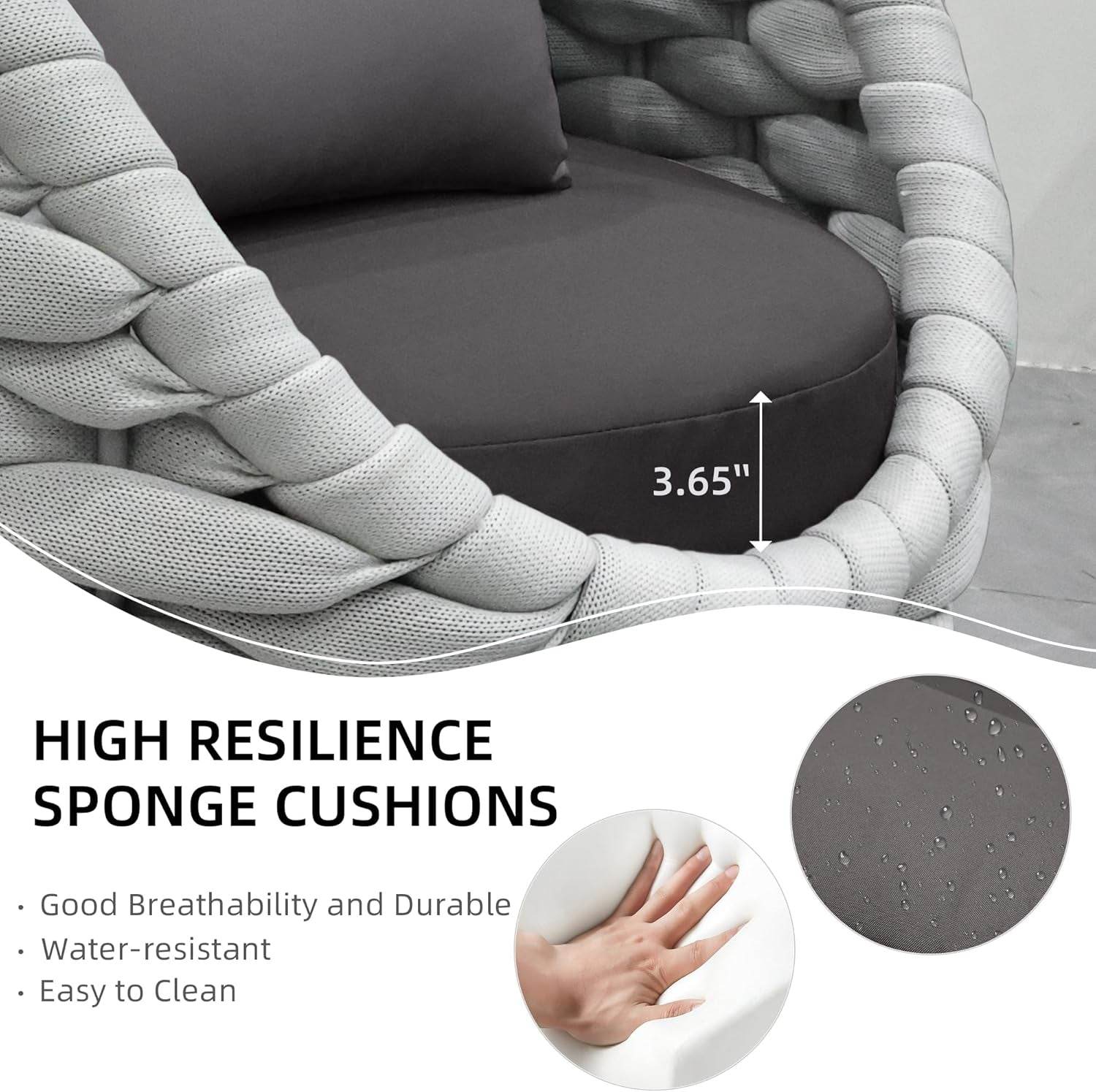 Aluminum Outdoor Patio Furniture Set with Coffee Table, 6 Piece Patio Conversation Sets with Washable Cushions Covers, Patio Sectional Furniture Set for Porch, Balcony, Deck, Yard - Loft&Timber