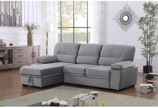 Gray Velvet Reversible Sleeper Sectional Sofa - Loft&Timber