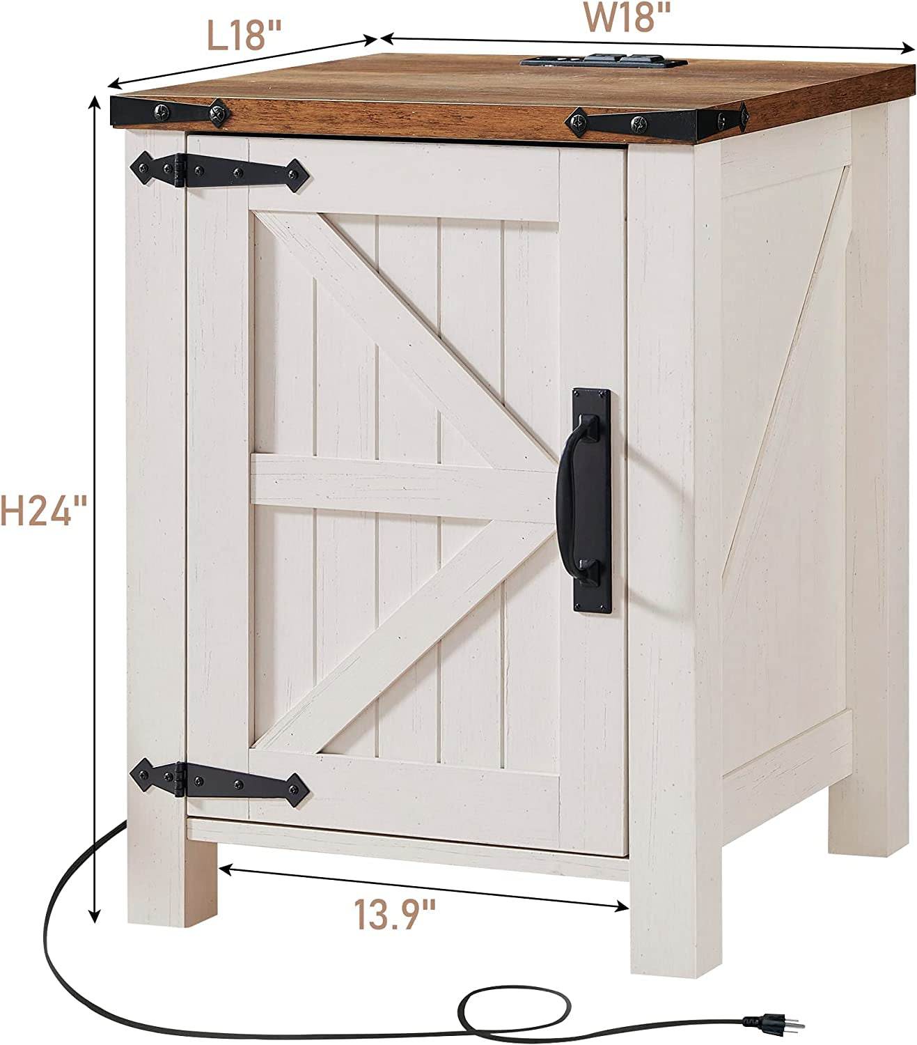 Nightstand with Charging, Antique - Loft&Timber