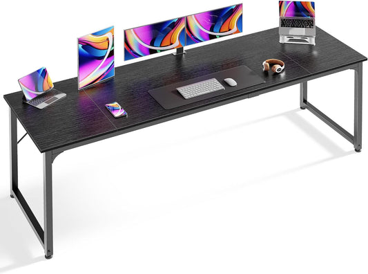Computer Desk, 80 Inch Office Desk, Gaming Desk with Storage, Writing Desk Work Desk for Home Office, Study, Long Simple Desk, Large Legroom, Metal Frame, Black-0