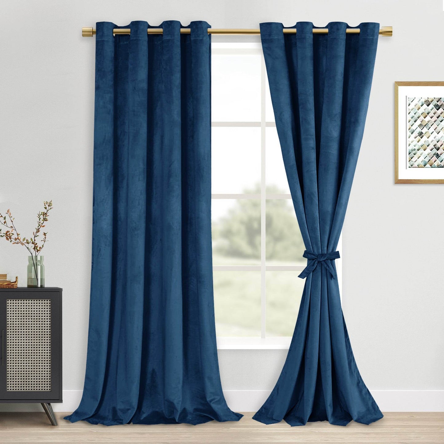 DWCN Velvet Blackout Curtains with Tiebacks, Set of 2 Panels - Loft&Timber