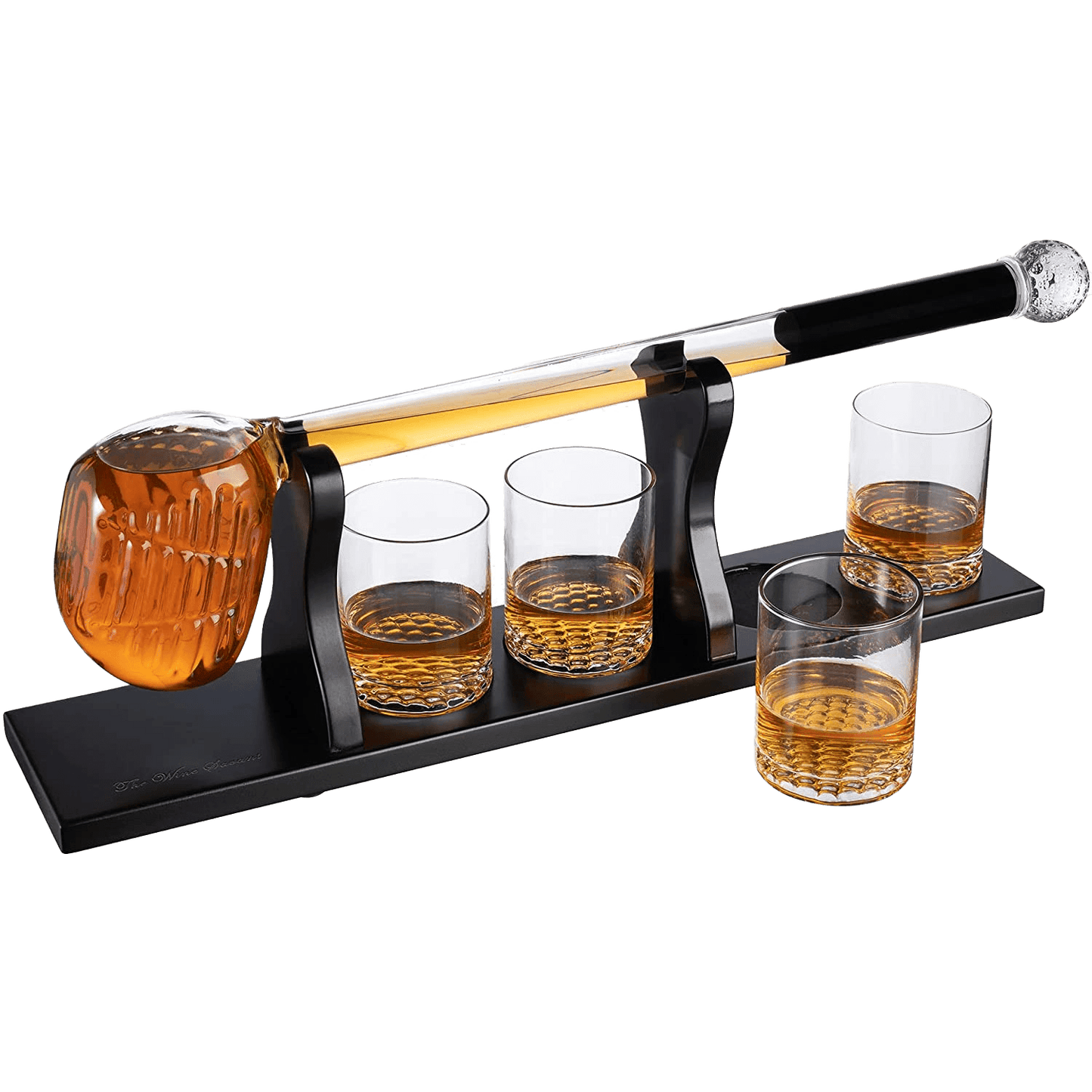 Golf Whiskey Decanter and 4 Liquor Glasses - Decanter & Glass Set - Golf Stick Gifts for Men - Unique Whiskey Decanter Set - Bourbon & Scotch Decanter for Serving Alcohol - Golfer Gifts for Dad - Loft&Timber