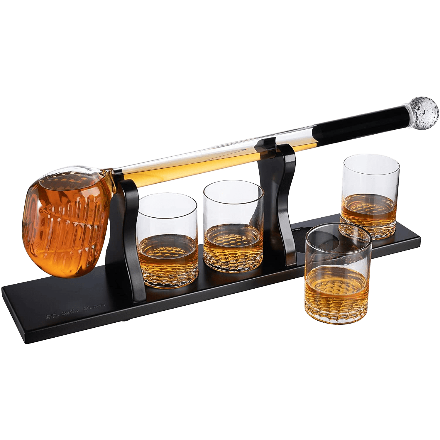 Golf Whiskey Decanter and 4 Liquor Glasses - Decanter & Glass Set - Golf Stick Gifts for Men - Unique Whiskey Decanter Set - Bourbon & Scotch Decanter for Serving Alcohol - Golfer Gifts for Dad - Loft&Timber