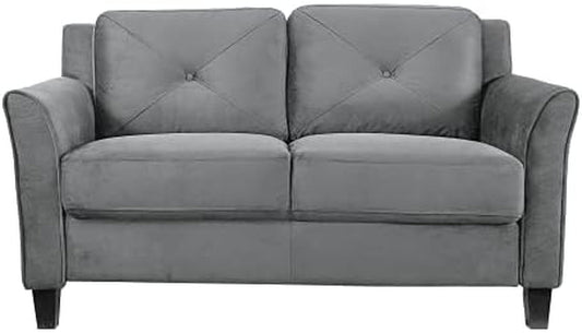 Comfortable Dark Grey Loveseat with Plush Cushions-1