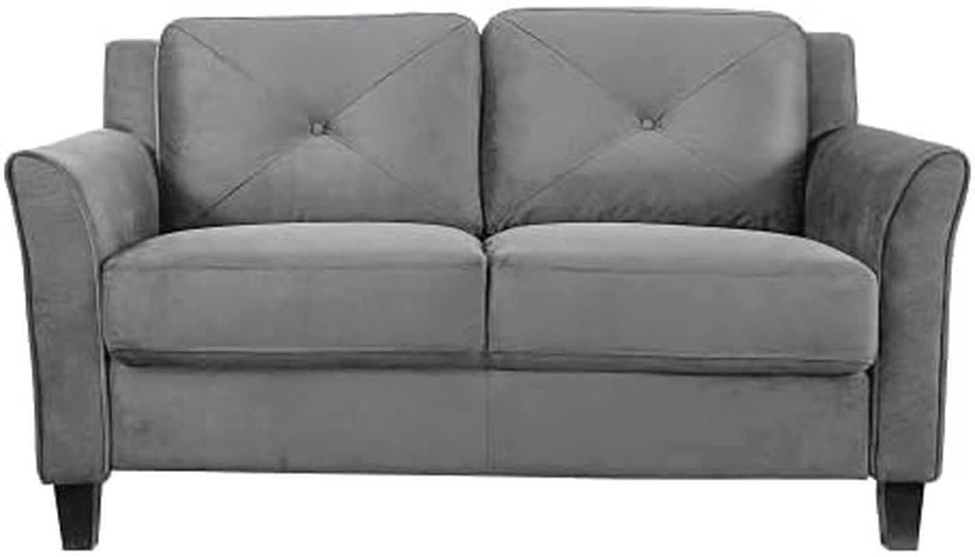 Comfortable Dark Grey Loveseat with Plush Cushions-1