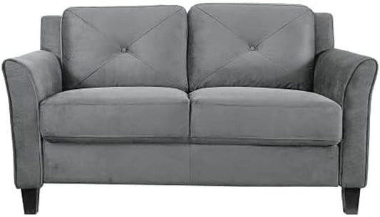 Comfortable Dark Gray Loveseat with Plush Cushions - Loft&Timber