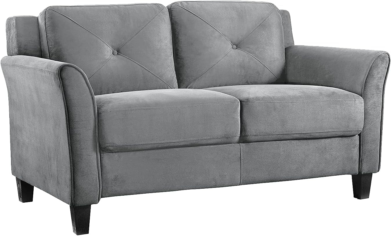Comfortable Dark Grey Loveseat with Plush Cushions-2