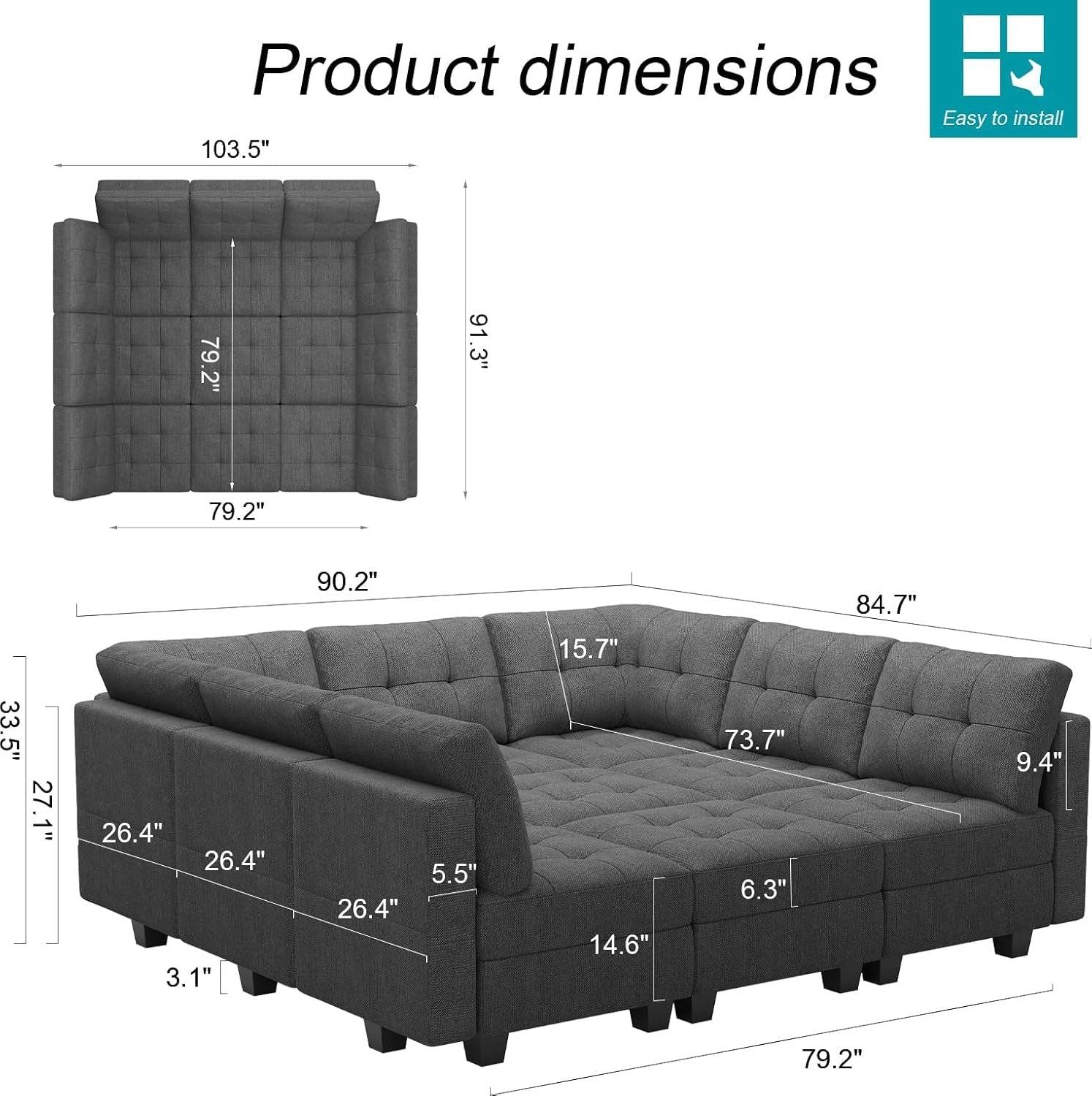 Comfortable Modular Sleeper Sofa Couch with Storage Solution - Loft&Timber