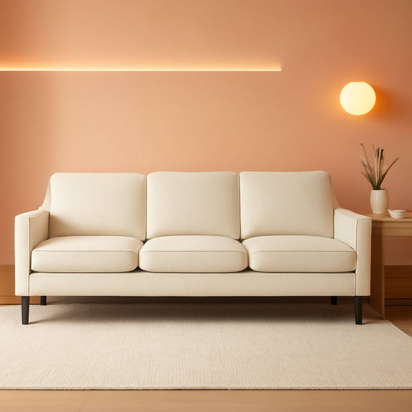 Comfy Mid Century Modern Beige Sofa for Small Spaces-0