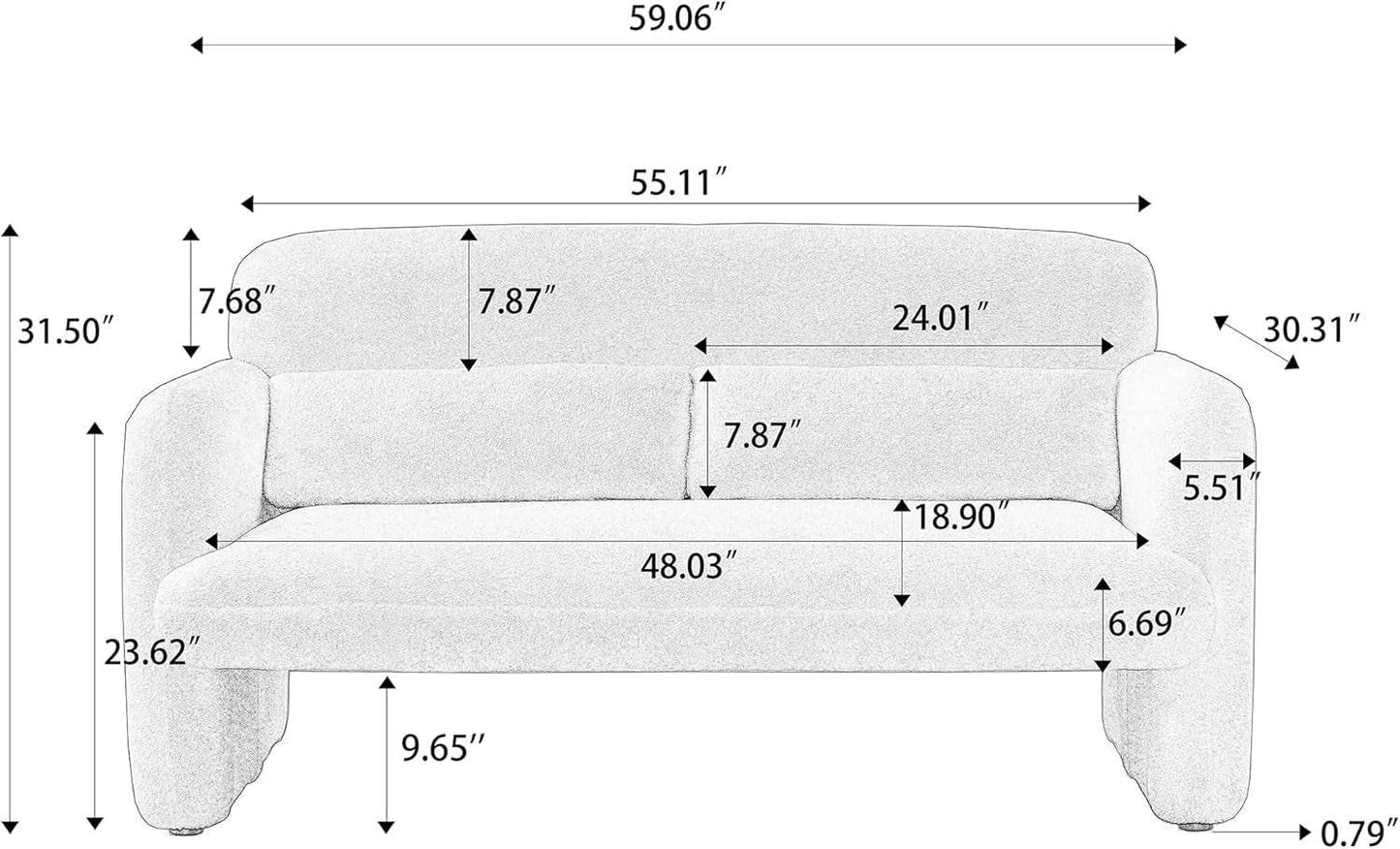 Comfy Two Seater Loveseat Sofa with Waist Pillows - Loft&Timber