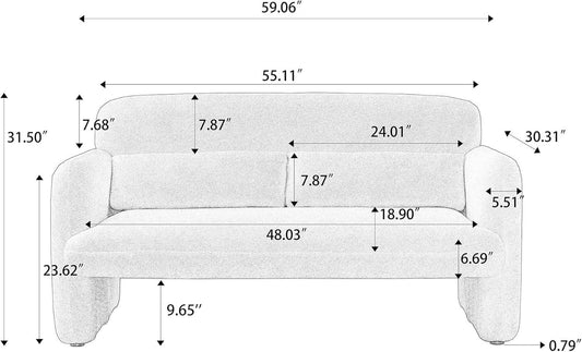 Comfy Two Seater Loveseat Sofa with Waist Pillows - Loft&Timber