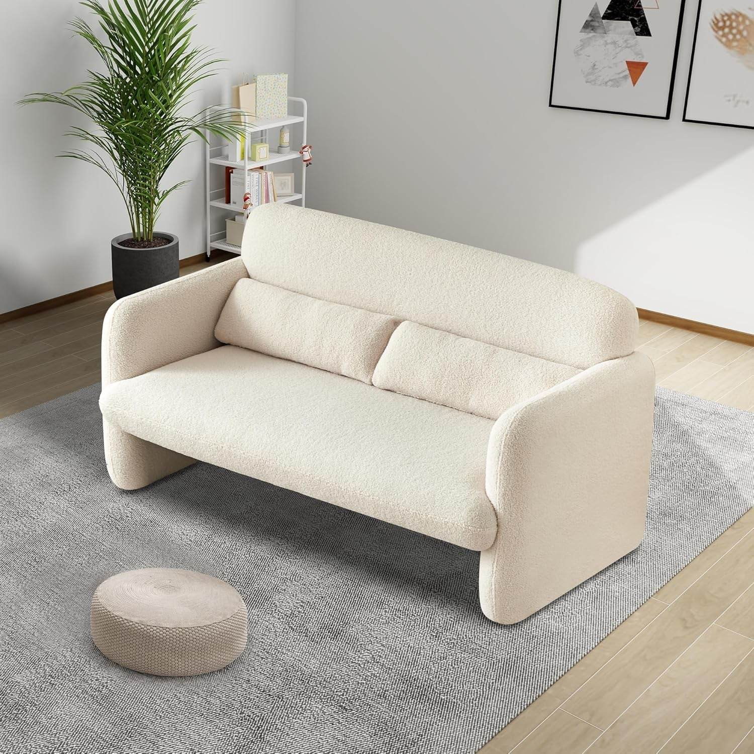 Comfy Two Seater Loveseat Sofa with Waist Pillows - Loft&Timber