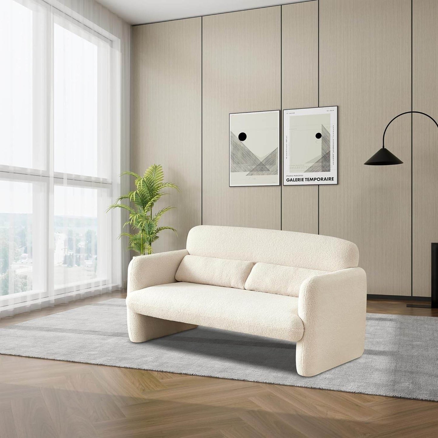 Comfy Two Seater Loveseat Sofa with Waist Pillows - Loft&Timber