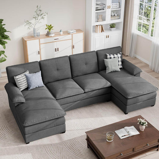 Comfy U-Shaped Sectional Couch with Chaise and Ottoman - Loft&Timber