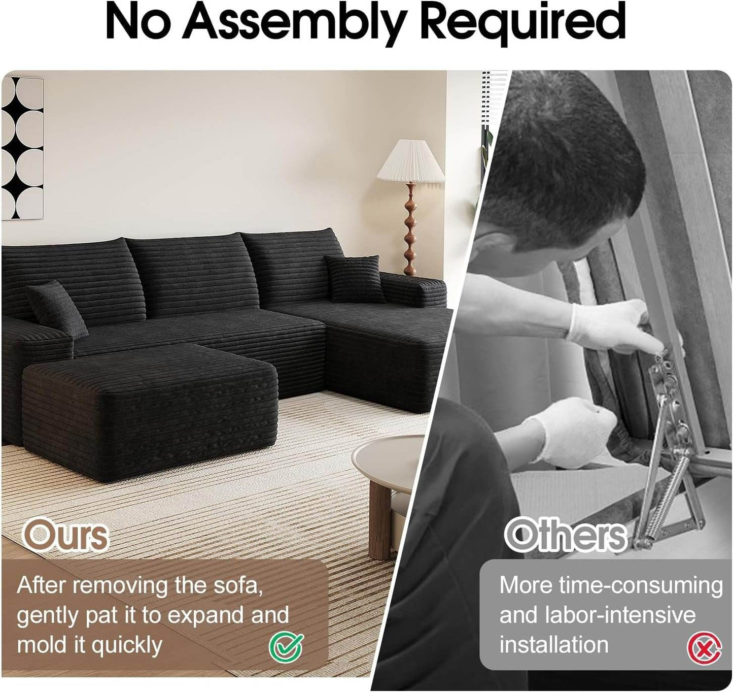 Comfy U-Shaped Sectional Sofa With Chaise And Ottoman - Loft&Timber