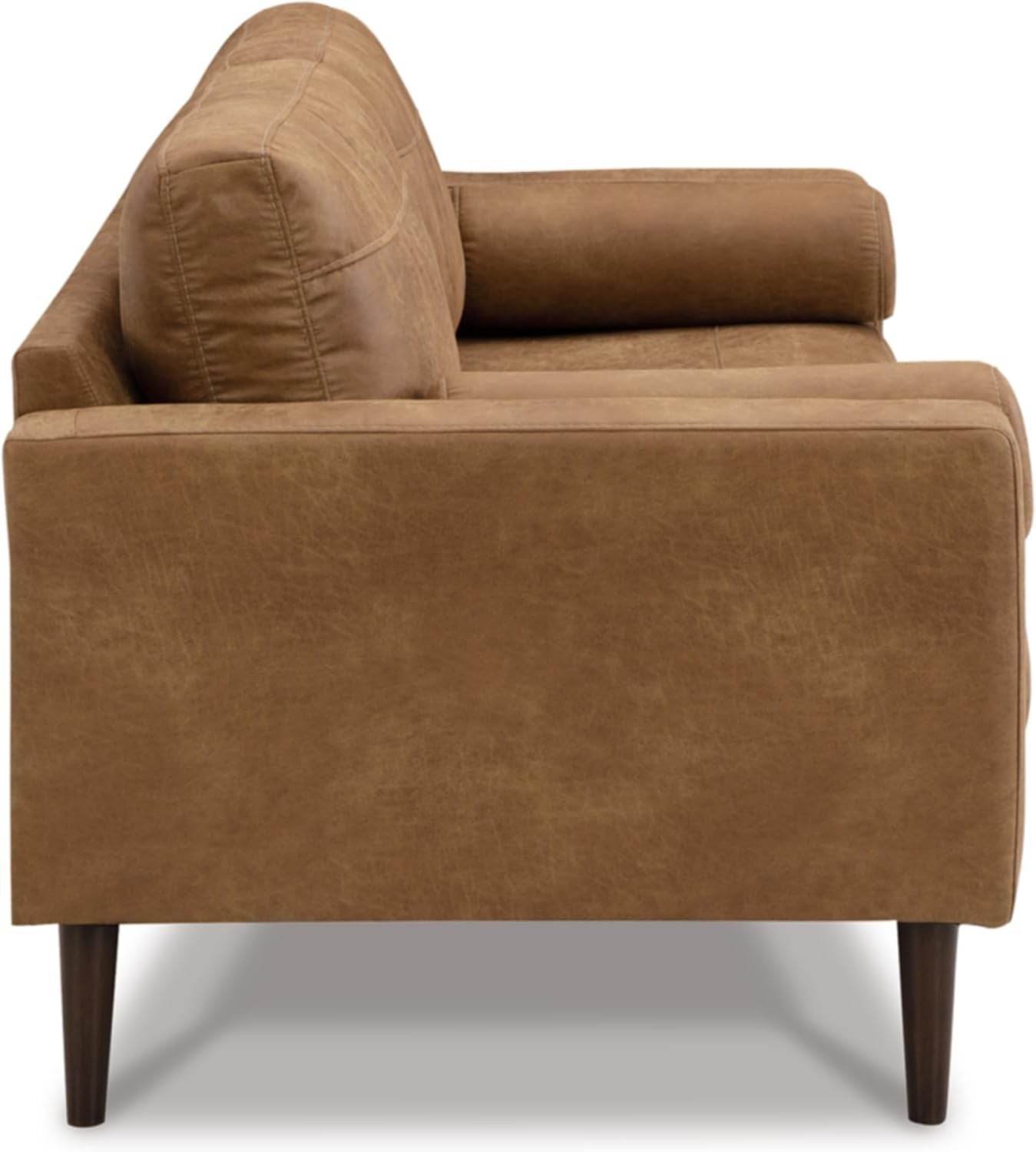 Contemporary Dark Brown Faux Leather Sofa with Pillows - Loft&Timber