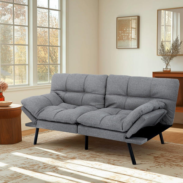 Convertible Futon Sofa Bed with Adjustable Backrest Comfort-0
