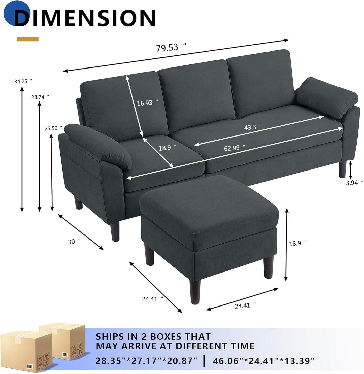 Convertible L Shaped Sectional Sofa with Storage Chaise - Loft&Timber