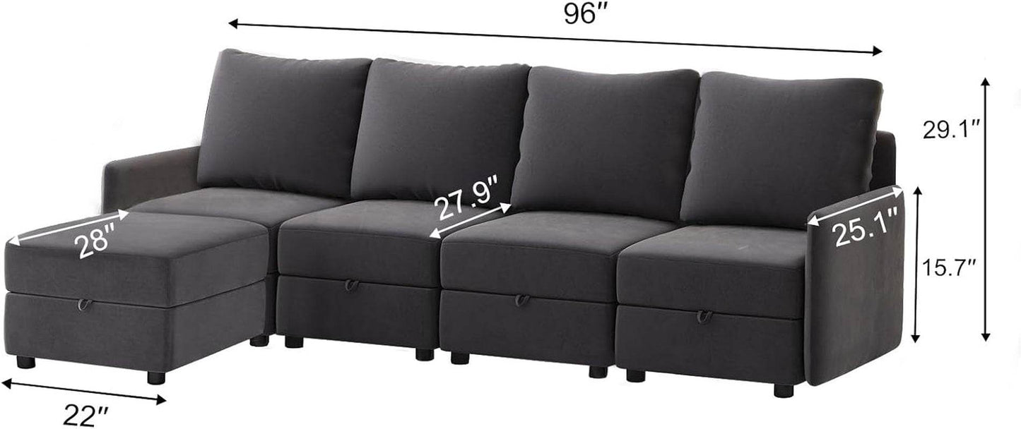 Convertible Modular Sectional Sofa with Memory Foam Comfort - Loft&Timber
