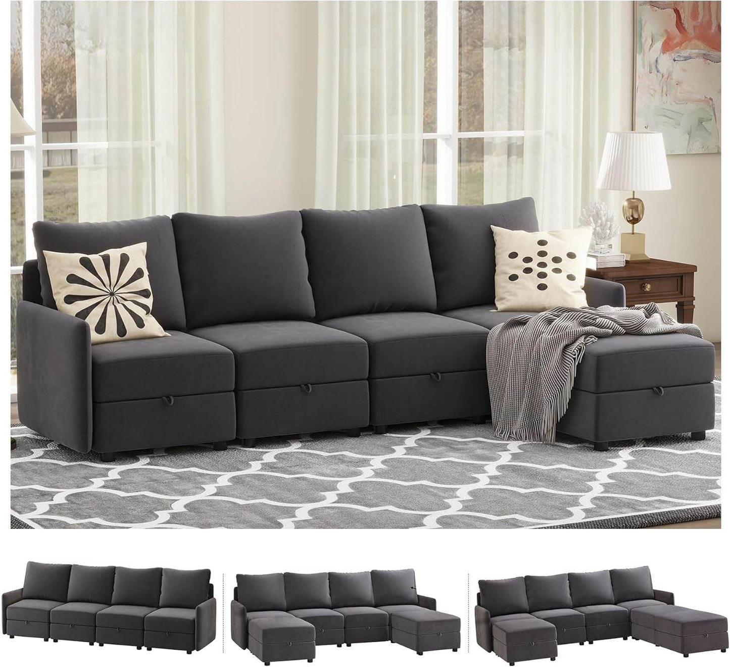 Convertible Modular Sectional Sofa with Memory Foam Comfort - Loft&Timber