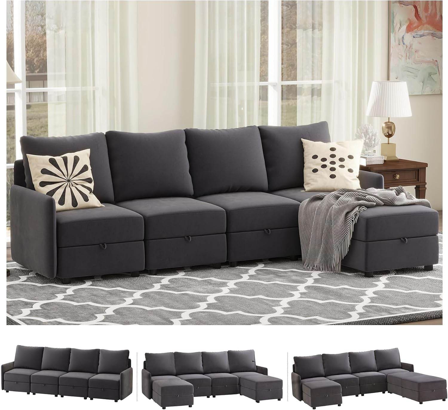 Convertible Modular Sectional Sofa with Memory Foam Comfort - Loft&Timber