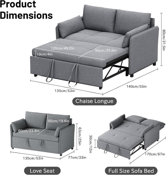 Convertible Sleeper Sofa Bed With Adjustable Backrest-1