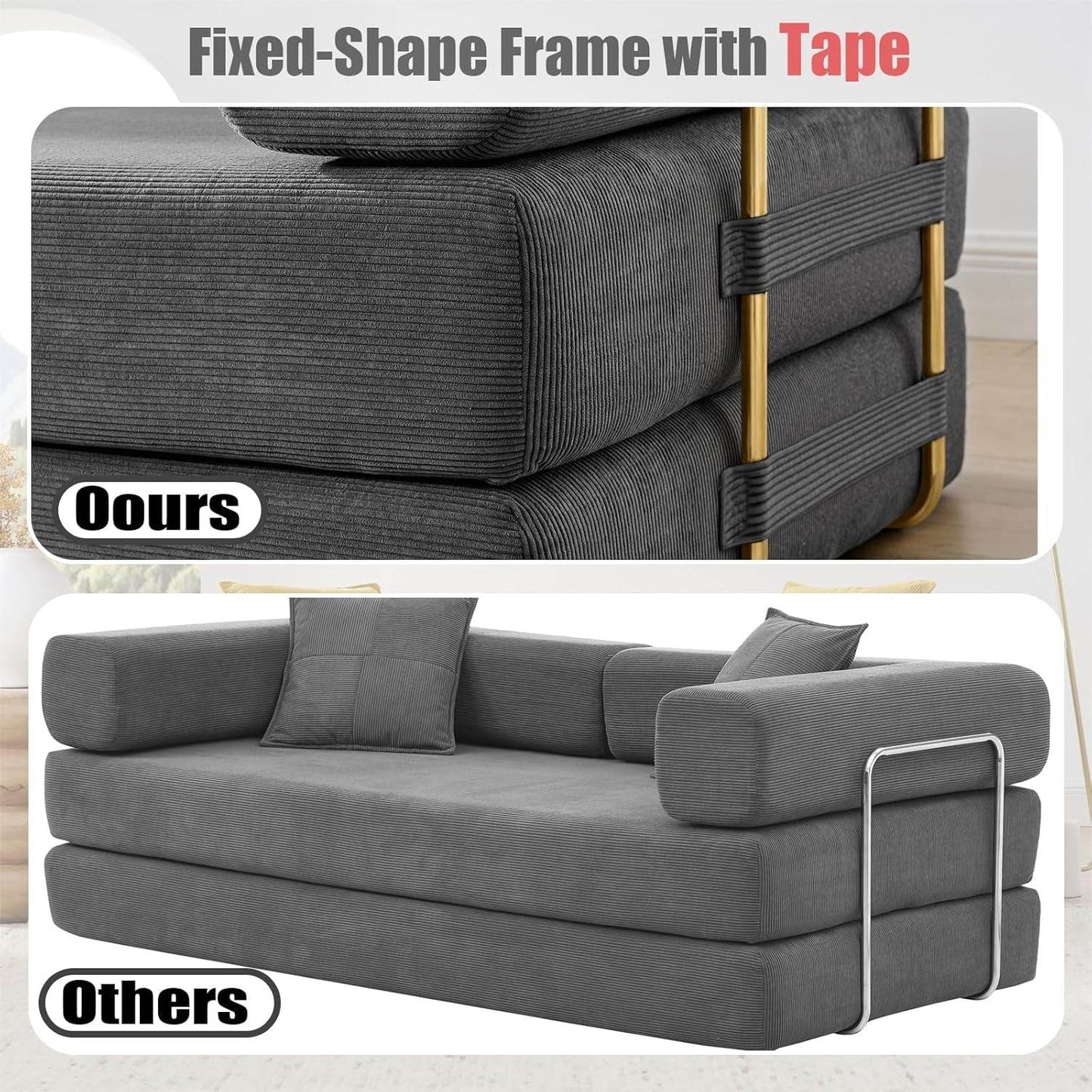 Convertible Sofa Bed with Adjustable Armrests and Comfort - Loft&Timber