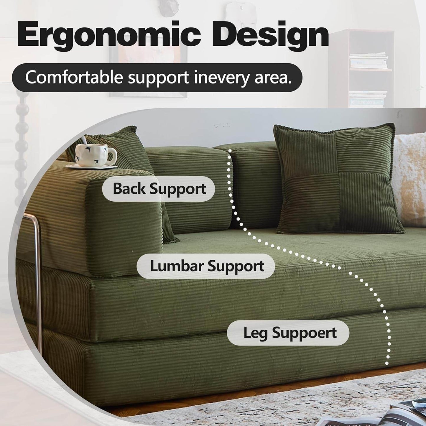 Convertible Sofa Bed with Armrests for Small Spaces - Loft&Timber