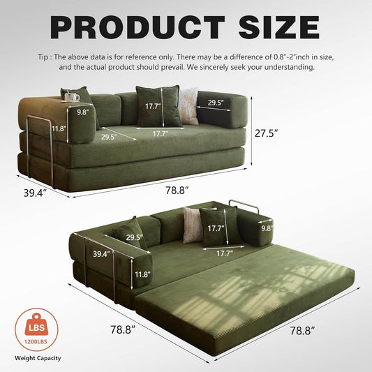 Convertible Sofa Bed with Armrests for Small Spaces - Loft&Timber