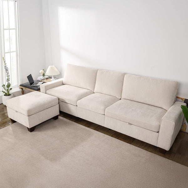 Convertible Storage Sectional Sofa with Spacious Hidden Storage-0