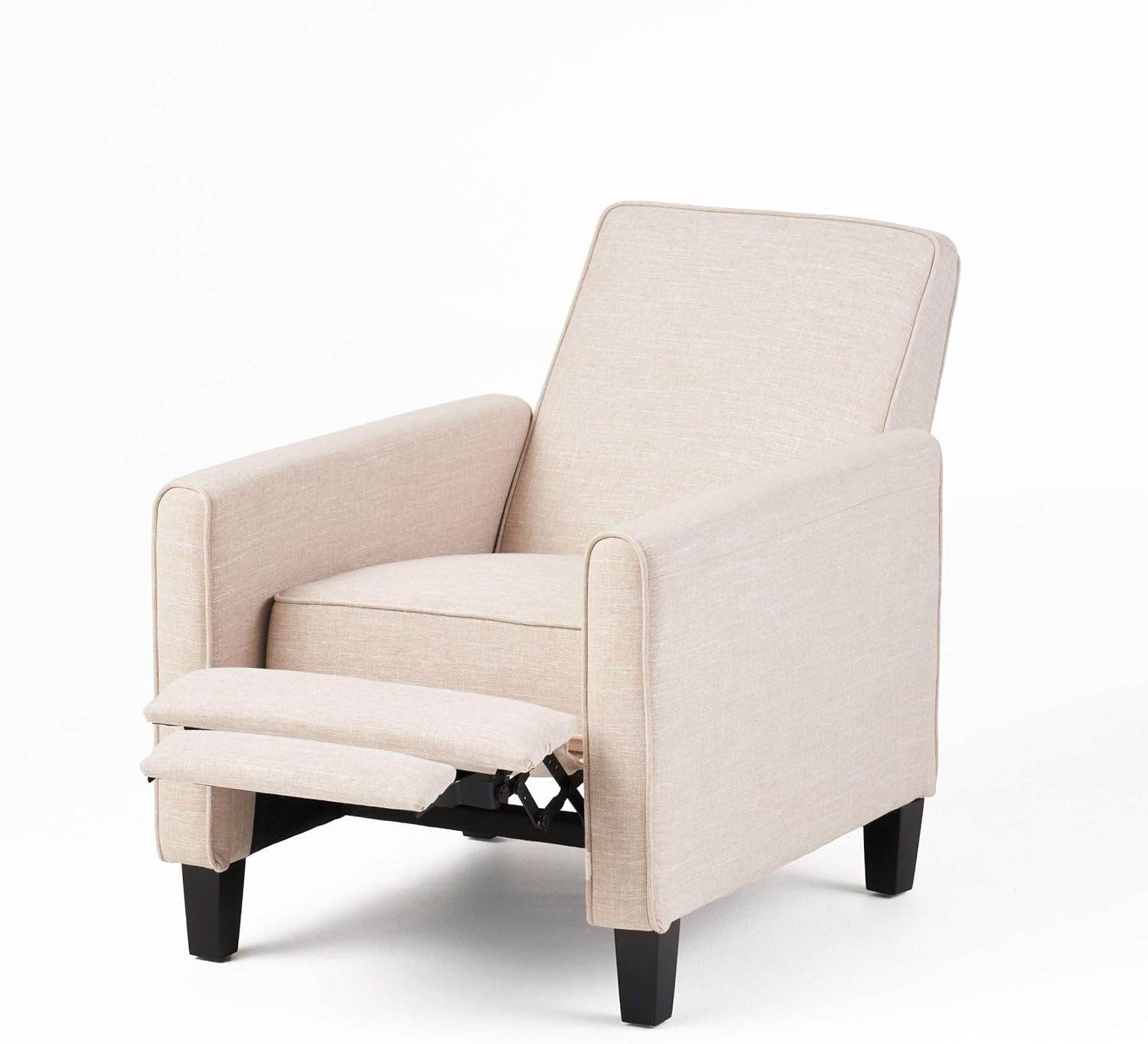 Emmie Fabric Recliner (Set of 2), Beige, Dark Brown - Loft&Timber