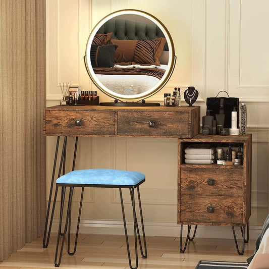 Vanity Desk Set with Drawers and Mirror - Loft&Timber