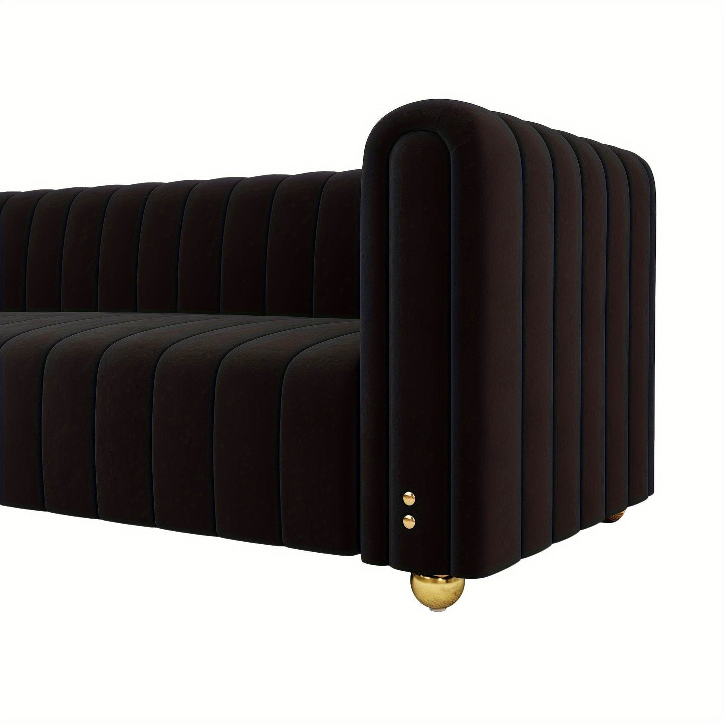 2-Piece Black Velvet Sofa Set With Golden Metal Legs - Loft&Timber