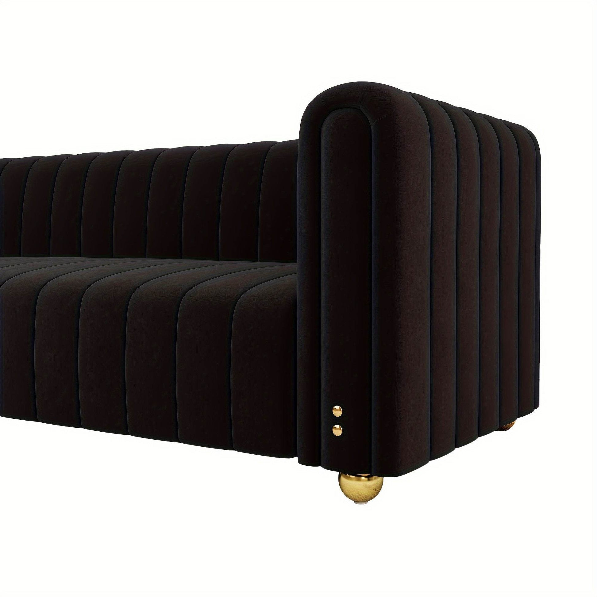 2-Piece Black Velvet Sofa Set With Golden Metal Legs - Loft&Timber