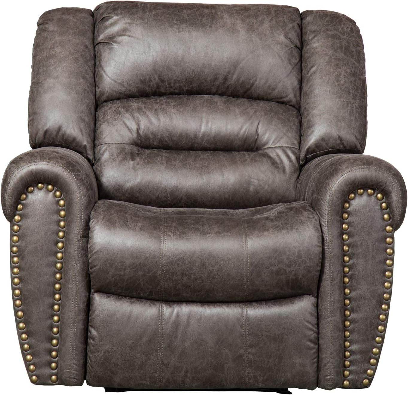 Electric Recliner Chair W/Breathable Bonded Leather, Classic Single Sofa Home Theater Recliner Seating W/USB Port (Smoky Gray) - Loft&Timber
