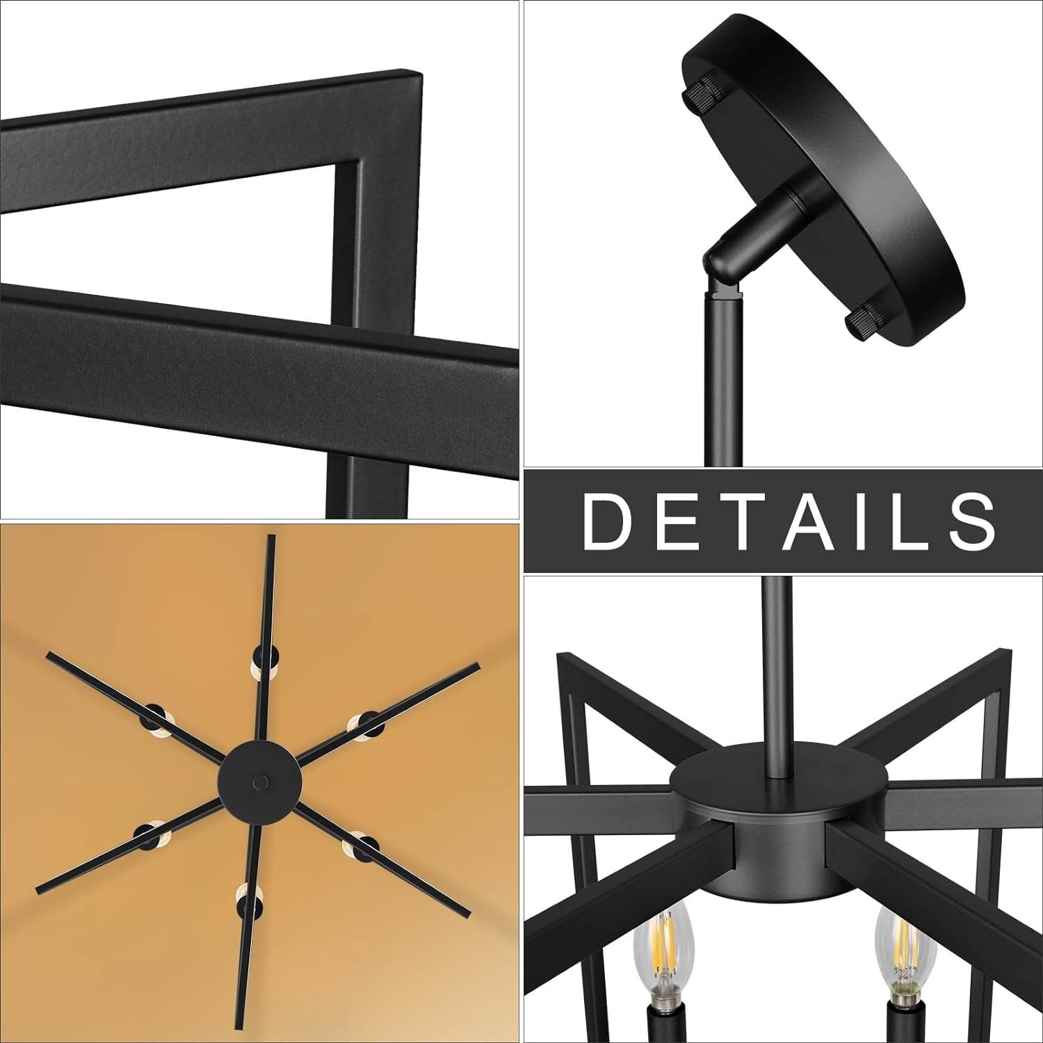 6-Light Modern Farmhouse Black Chandeliers for Entryway - Loft&Timber