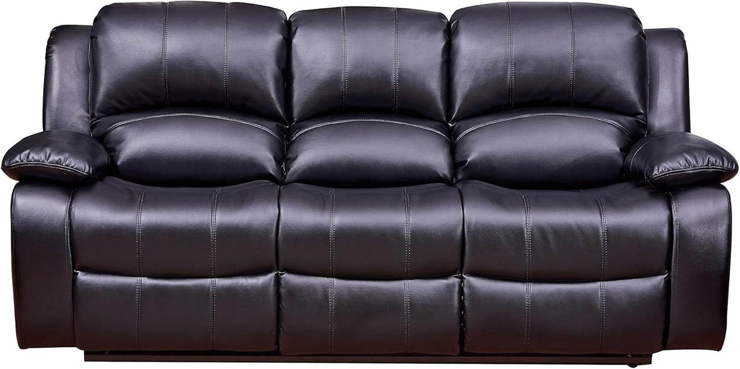 2PC Bonded Leather Recliner Set, Sofa, Loveseat, 8018, Black - Loft&Timber