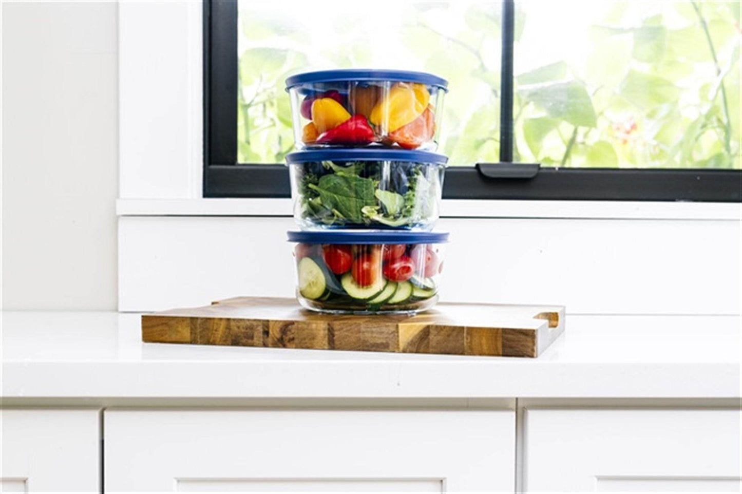 Glass Food Storage Containers - 12 Piece 4 Cup Set (6 Containers + 6 Lids) BPA-Free Lids - Loft&Timber